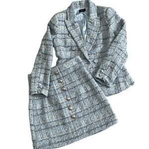 Bardot Boucle Double Breasted Tweed Blazer Skirt Set‎ Outfit Womens S & L